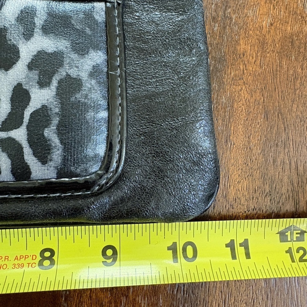 Y2K XOXO Black & Gray Cheetah Print Wristlet Wallet Clutch Faux Leather - Picture 9 of 10